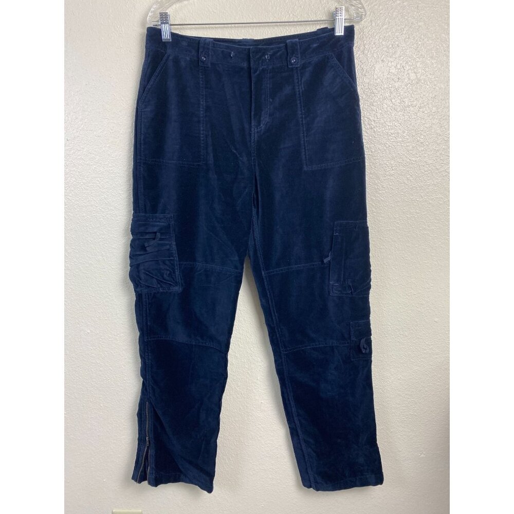 Sundance Nightfall Cargo Blue Velvet Pants Womens Size 8 Cotton Utility Y2K 90s